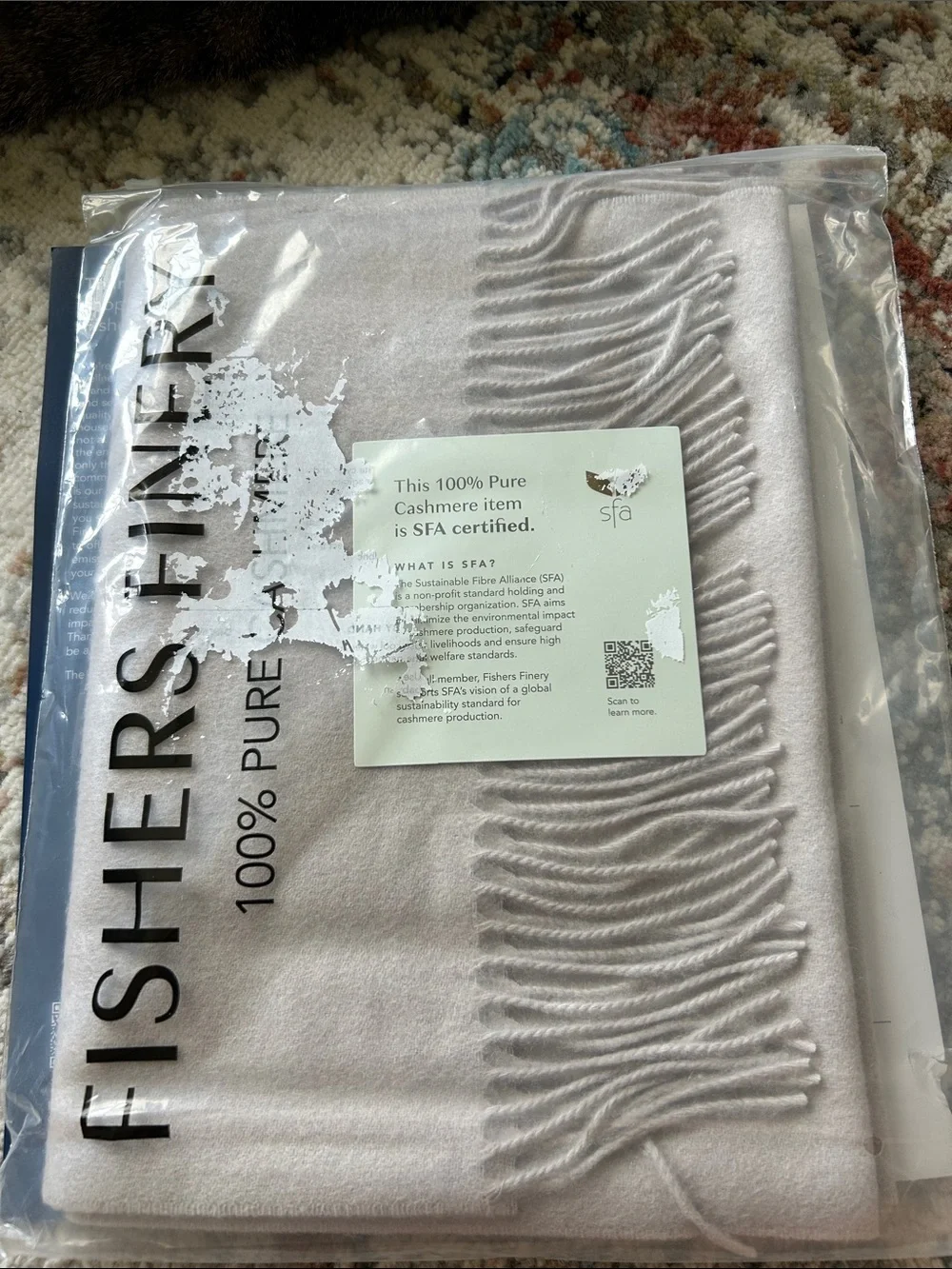 100% Cashmere Elegant Gray Fringe Scarf Wrap for Women